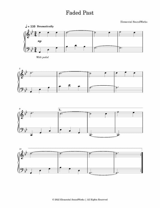 "Faded Past" Piano Sheet Music