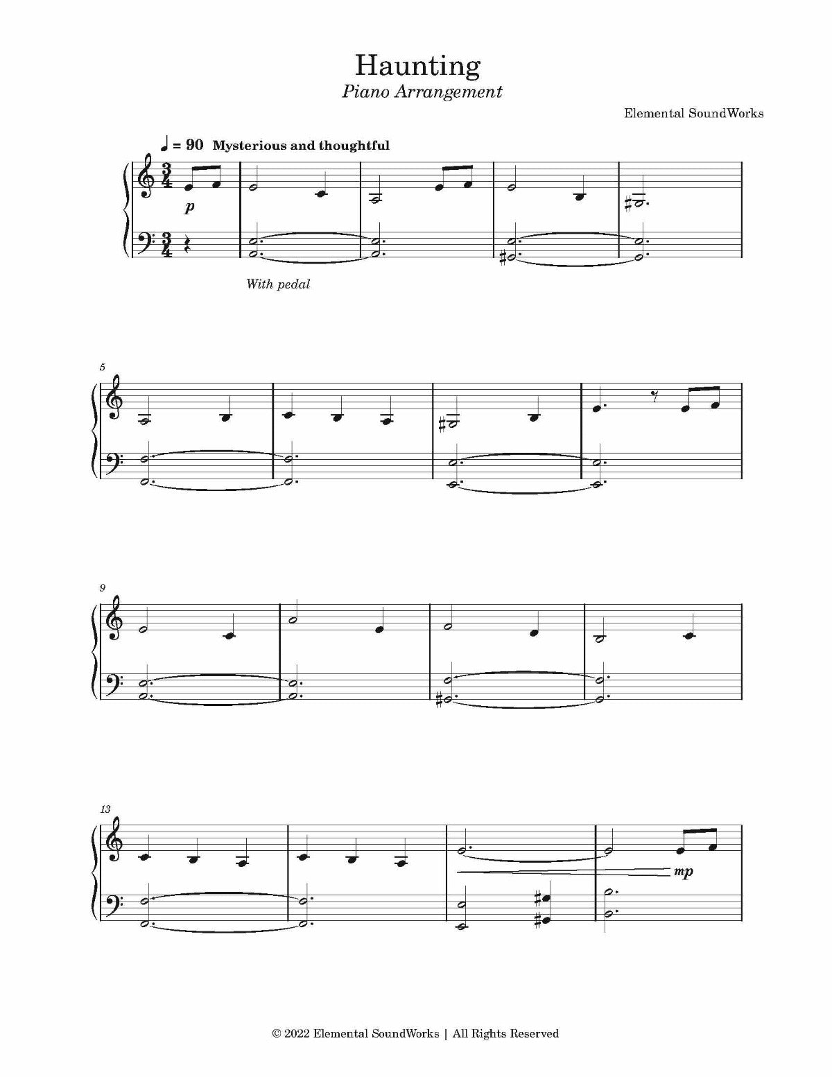 "Haunting" Sheet Music - Piano Arrangement