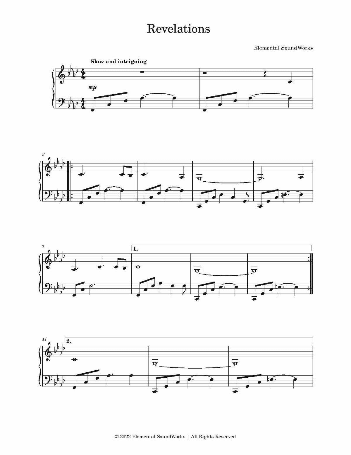 "Revelations" Piano Sheet Music