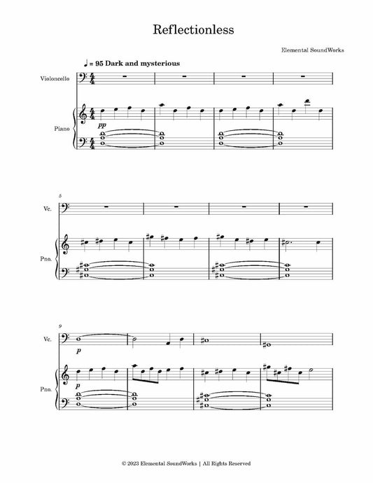 "Reflectionless" Sheet Music - Piano and Cello Duet