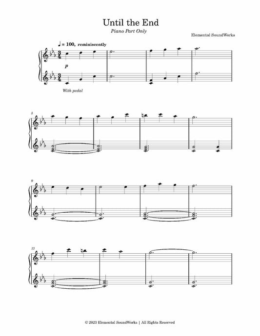 "Until the End" Sheet Music - Piano Solo