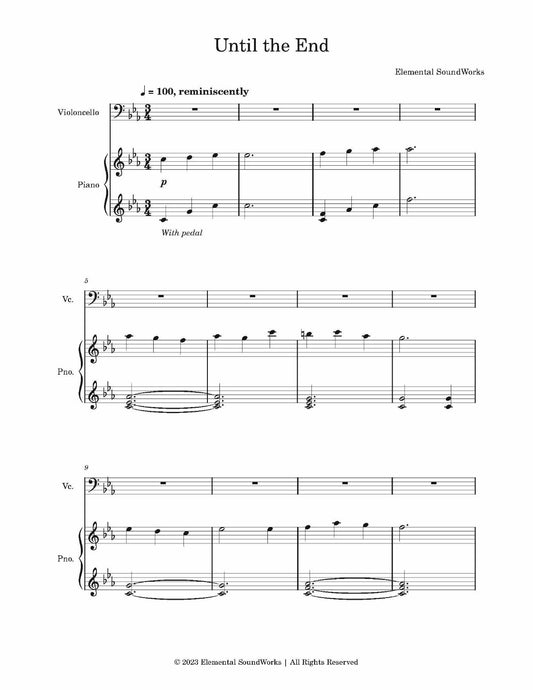 "Until the End" Sheet Music - Piano and Cello Duet