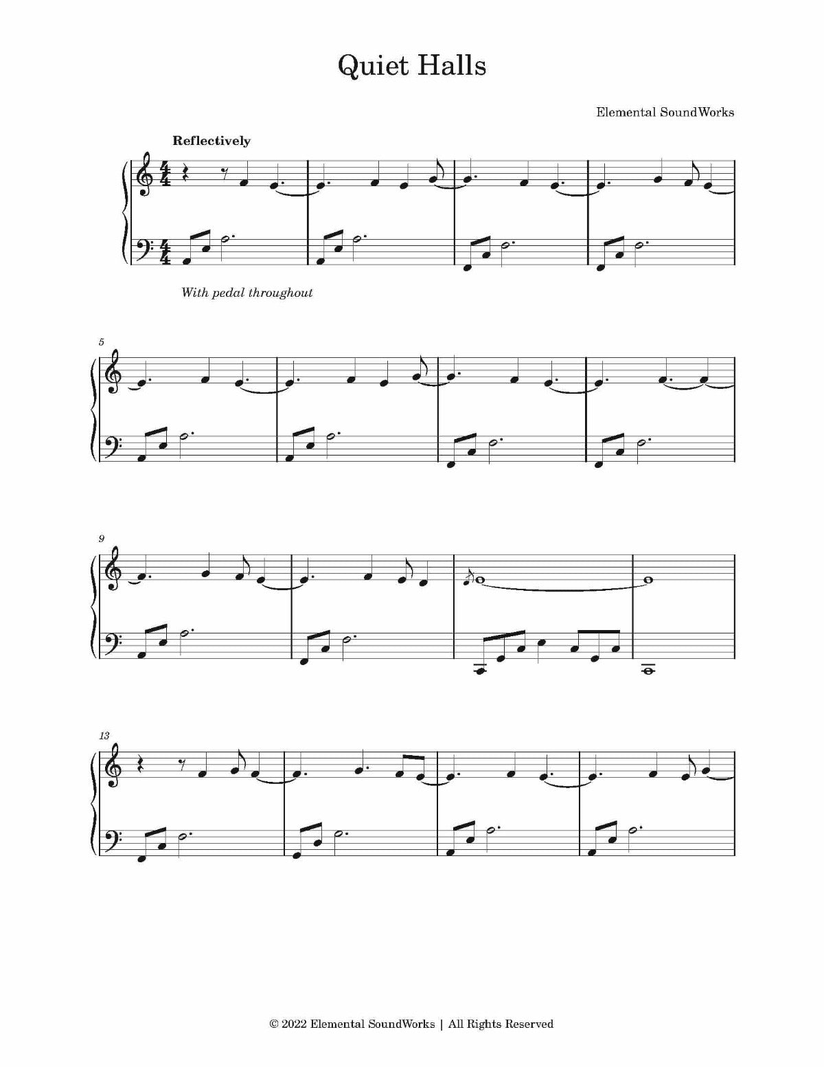 “Quiet Halls” Piano Sheet Music