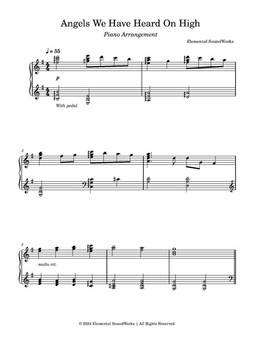 "Angels We Have Heard On High" Sheet Music - Piano Arrangement