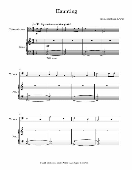 "Haunting" Sheet Music - Piano and Cello Duet