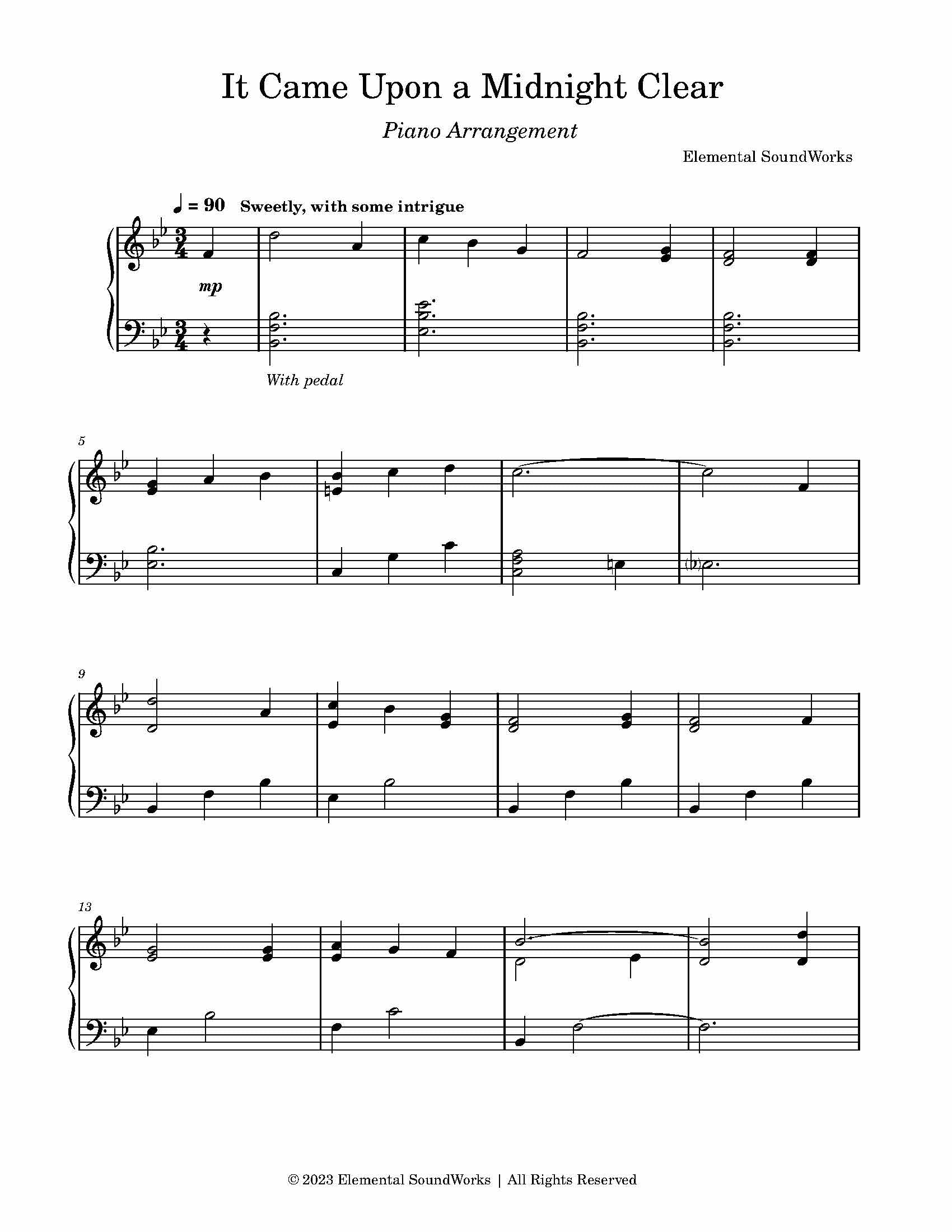 "It Came Upon a Midnight Clear" Sheet Music - Piano Arrangement