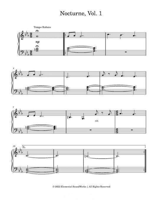 “Nocturne, Vol. 1” Piano Sheet Music