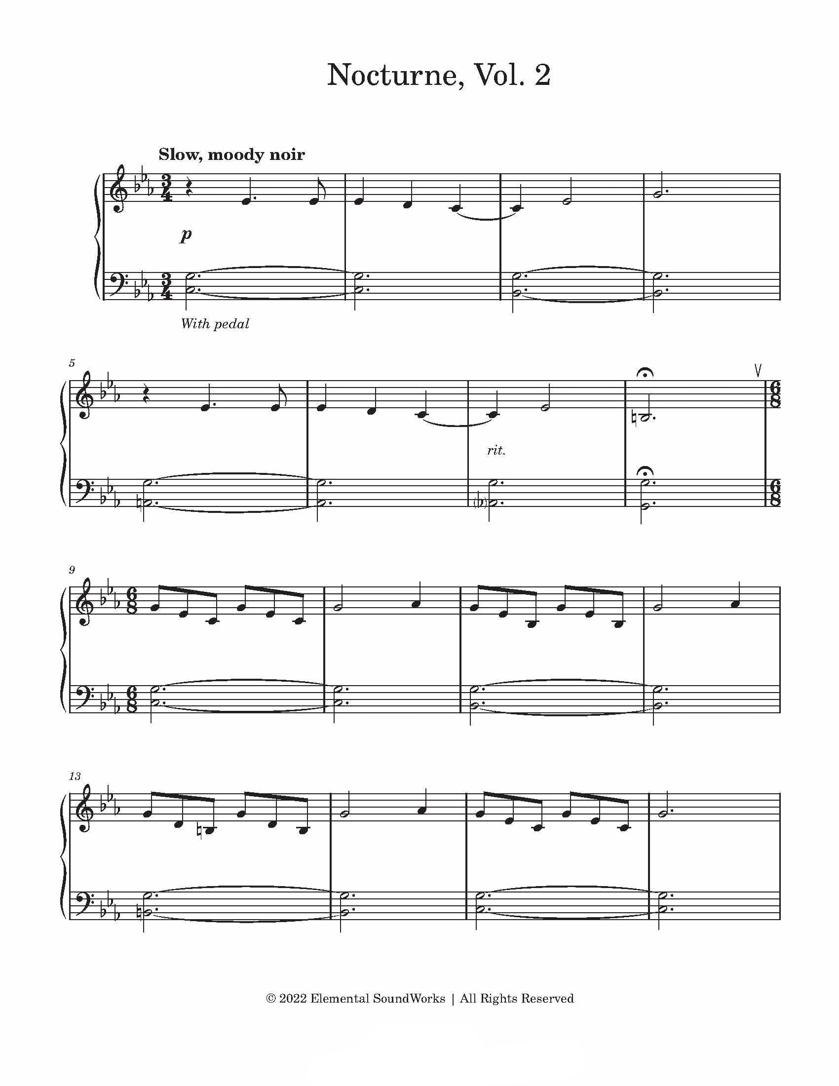 "Nocturne, Vol. 2" Piano Sheet Music