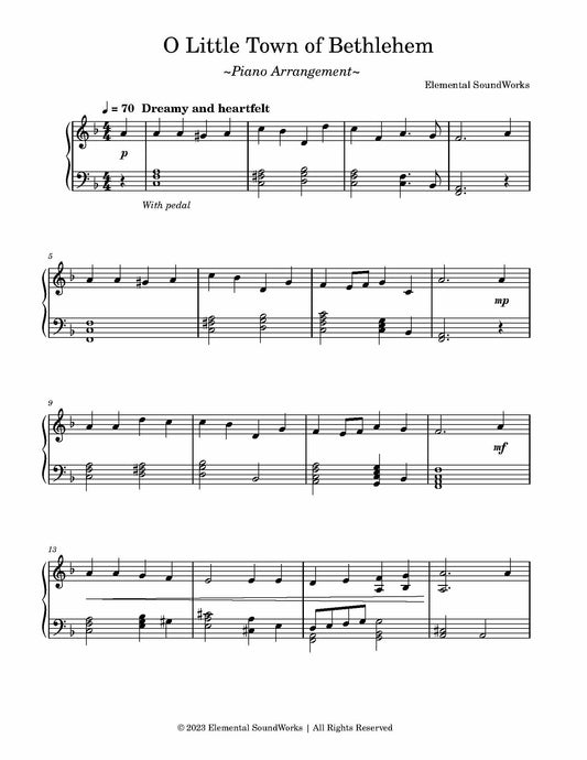 "O Little Town of Bethlehem" Sheet Music - Piano Arrangement