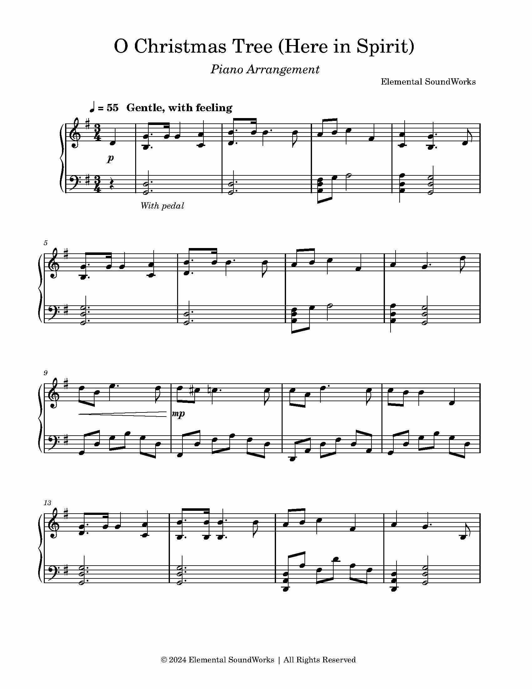 "O Christmas Tree (Here in Spirit)" Sheet Music - Piano Arrangement
