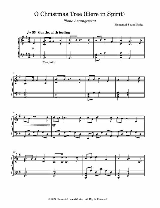 "O Christmas Tree (Here in Spirit)" Sheet Music - Piano Arrangement