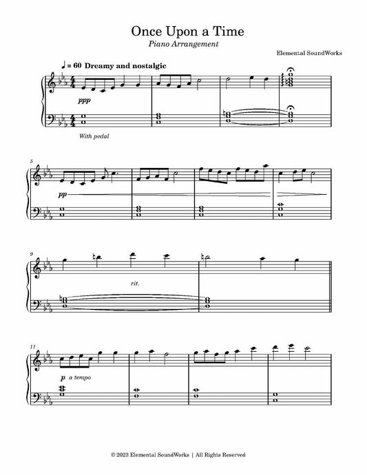 "Once Upon a Time" Sheet Music - Piano Arrangement