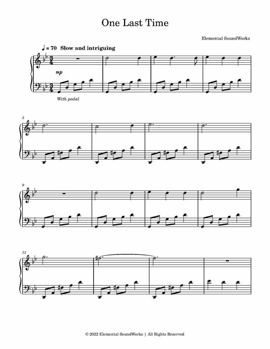 "One Last Time" Piano Sheet Music