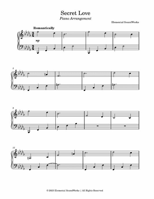 "Secret Love" Sheet Music - Piano Arrangement