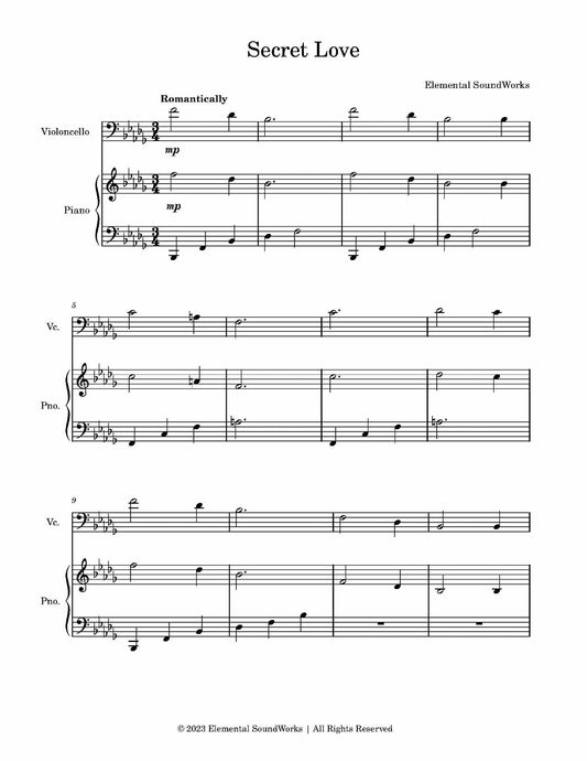 "Secret Love" Sheet Music - Piano and Cello Duet