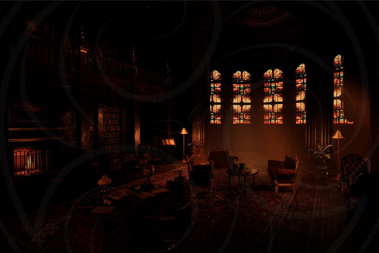 Dark Victorian Library Background