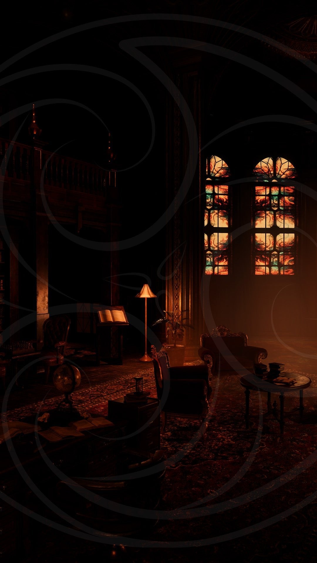 Dark Victorian Library Background