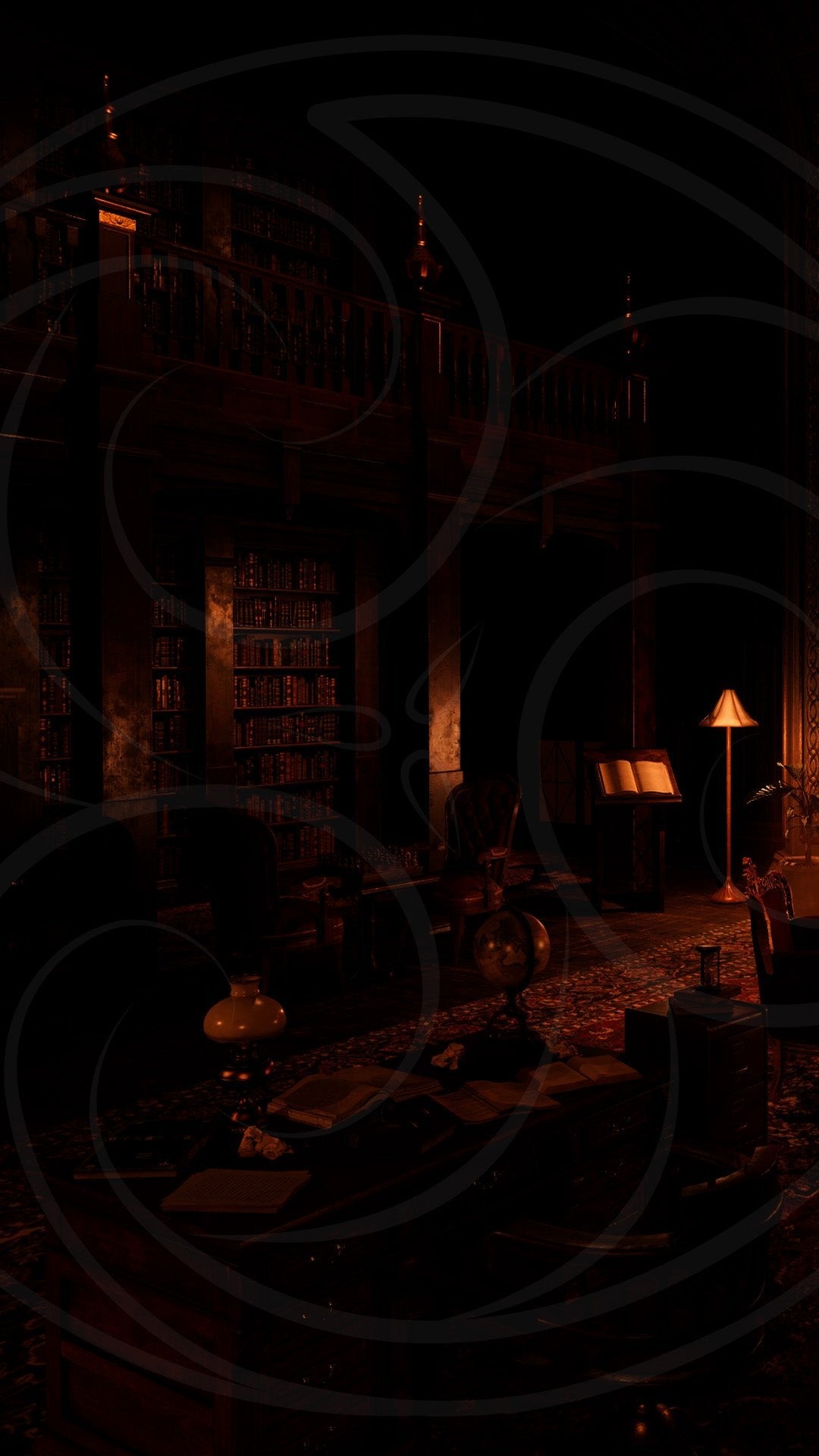 Dark Victorian Library Background