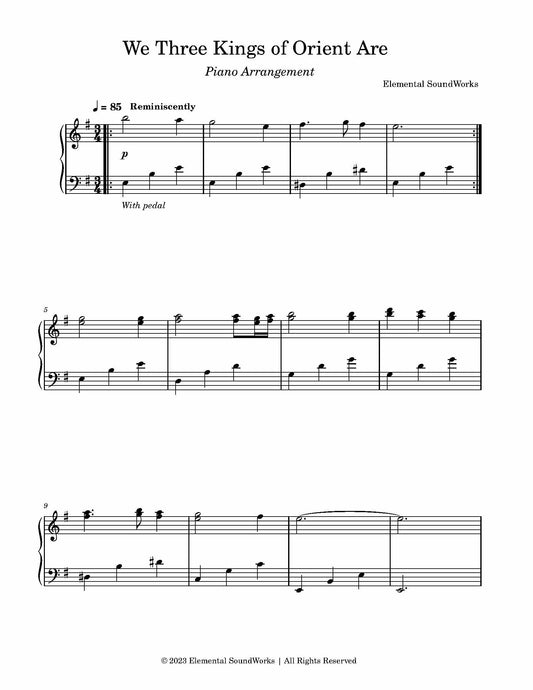 "We Three Kings of Orient Are" Sheet Music - Piano Arrangement