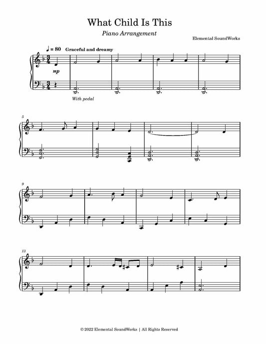 "What Child Is This" Sheet Music - Piano Arrangement