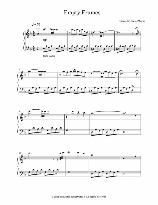 "Empty Frames" Piano Sheet Music