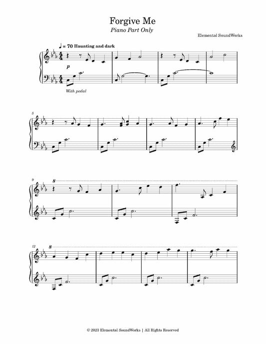 "Forgive Me" Sheet Music - Piano Arrangement