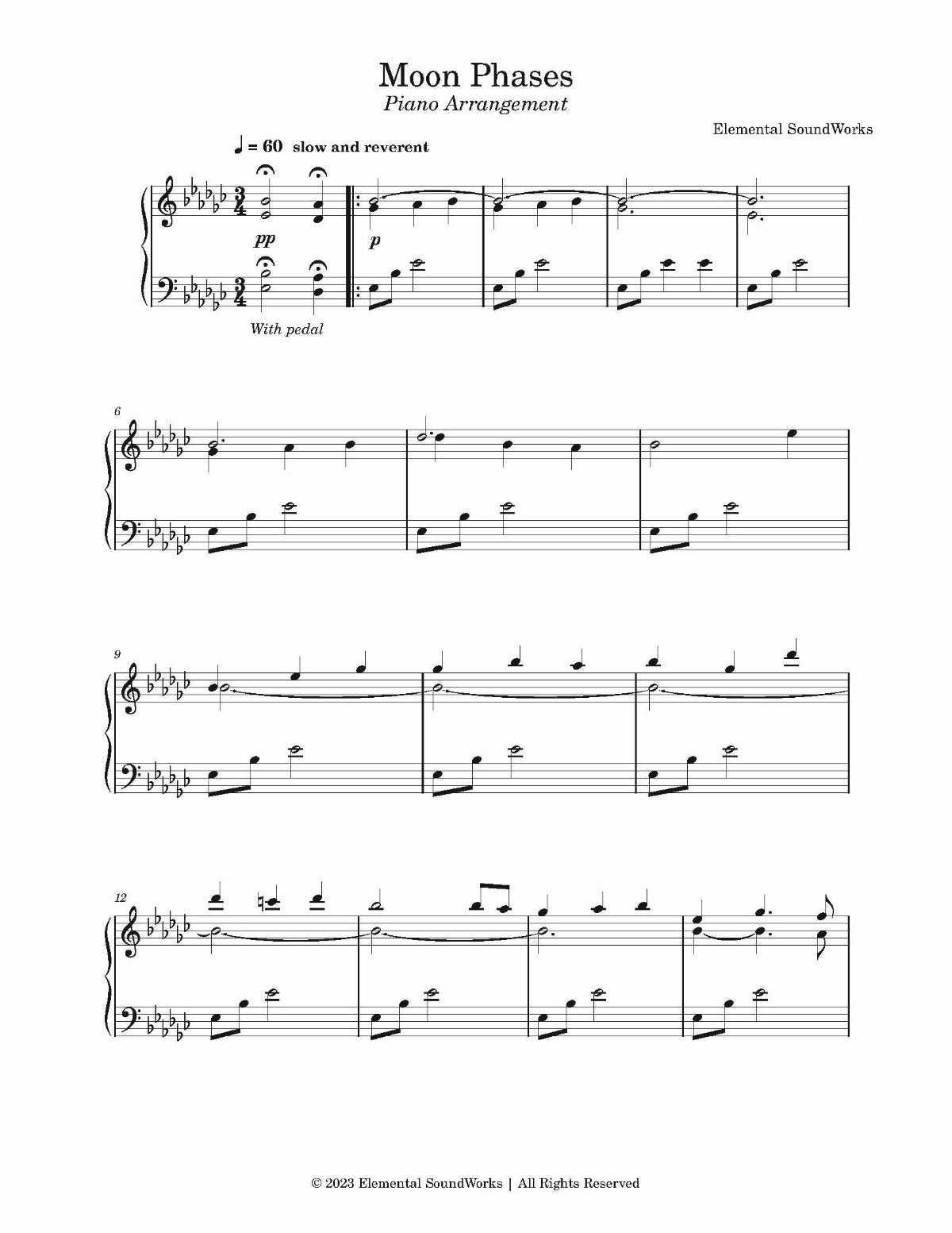 "Moon Phases" Sheet Music - Piano Arrangement