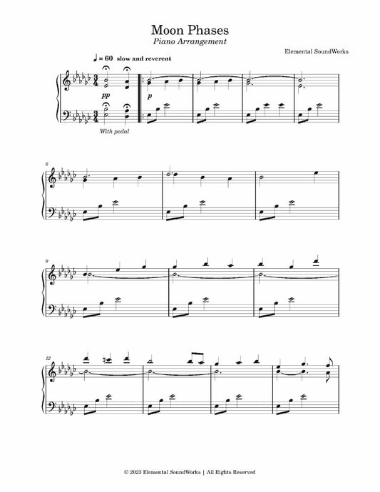 "Moon Phases" Sheet Music - Piano Arrangement