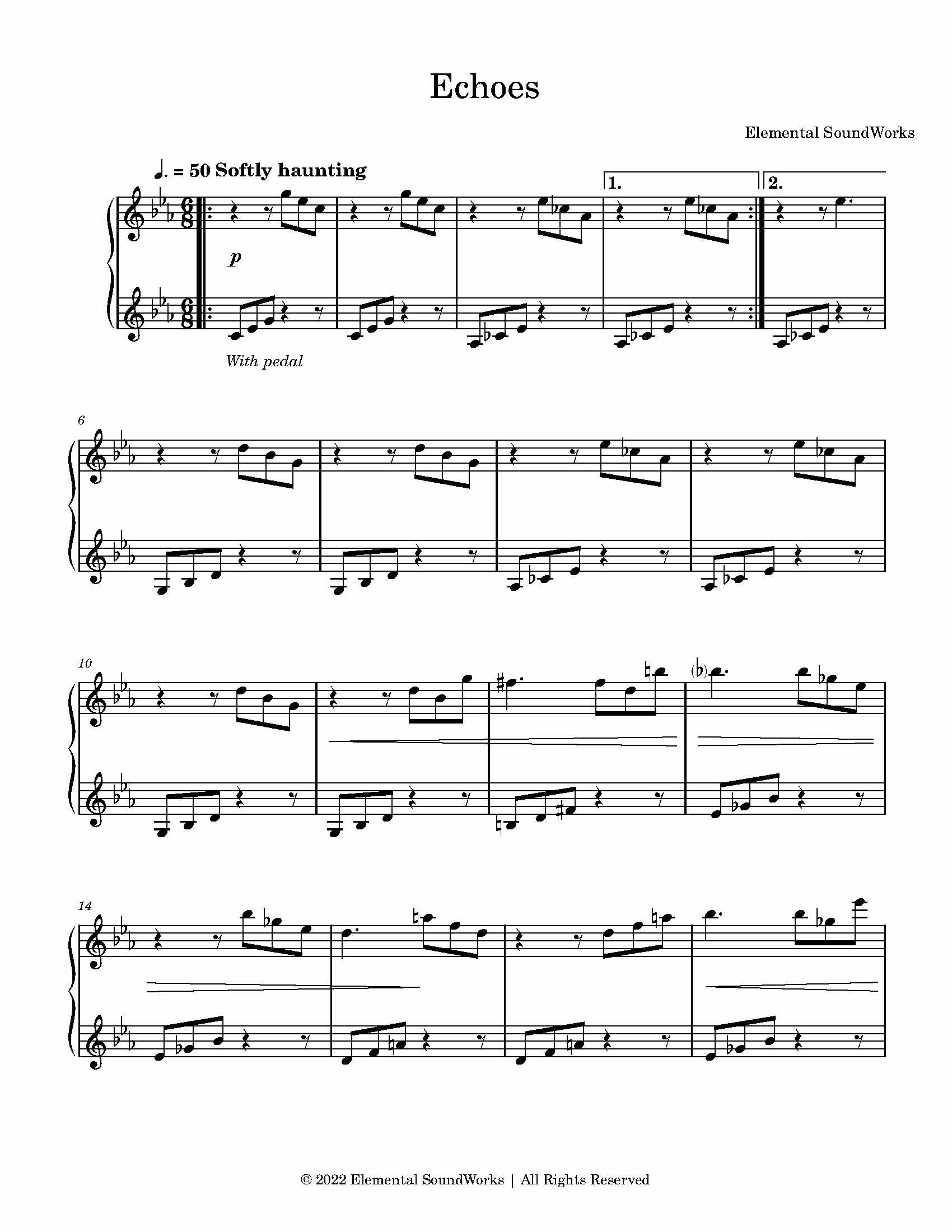 "Echoes" Piano Sheet Music