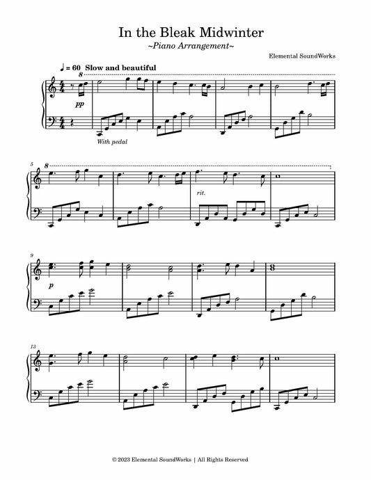 "In the Bleak Midwinter" Sheet Music - Piano Arrangement