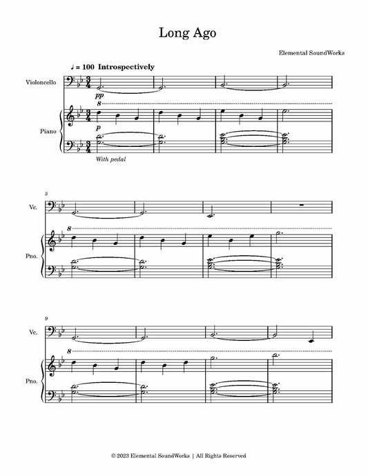 "Long Ago" Sheet Music - Piano and Cello Duet