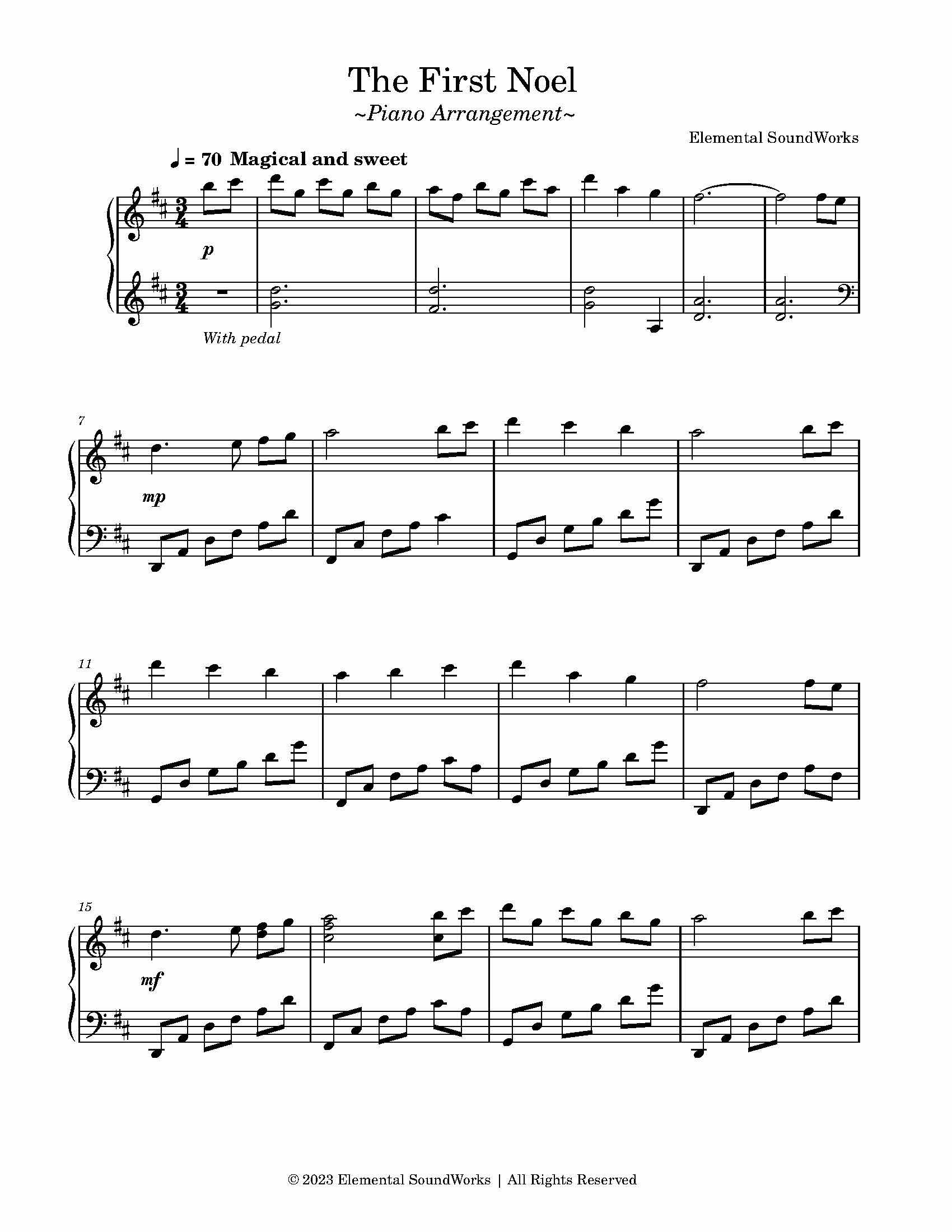 "The First Noel" Sheet Music - Piano Arrangement (Shortened)