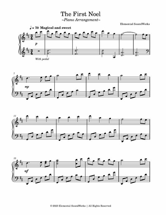 "The First Noel" Sheet Music - Piano Arrangement (Shortened)